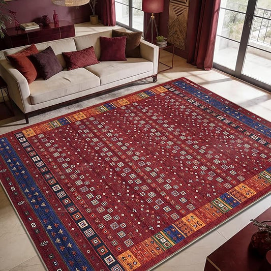 Keen Home Design 8x10 Rug - Machine Washable Area Rug with Non-Slip Backing, Ideal for Living Room, Dining Room, Bedroom - Vintage, Easy Clean, Durable, Low Pile Rug - (8' x 10')