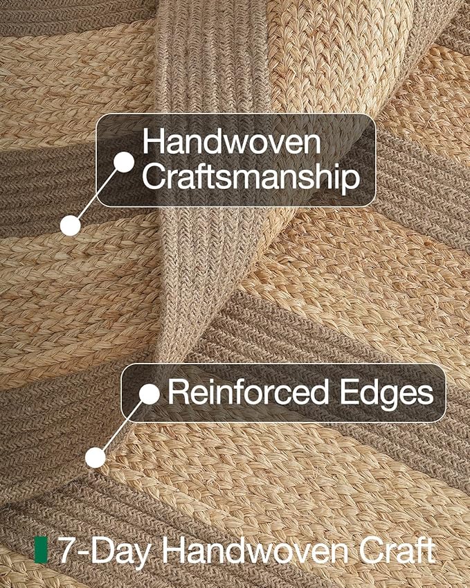 LUMI 9x12 Jute Hand Weave Area Rug, Raffia Braided Area Rug for Living Room, Farmhouse Style Indoor Outdoor Mat, Natural Woven Carpets, Handcrafted Home Decor Floor Rug for Dining Room, Patio