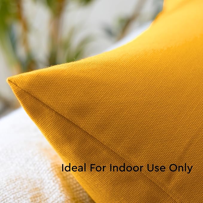 Encasa XO Throw Pillow Covers 20x20 in Set of 2 Mango | No Inserts | Cotton Pillow Covers for Living Room, Bed, Sofa, Couch | Decorative Cushion Covers with Improved Zipper
