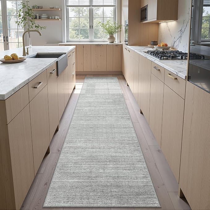 Valenrug Washable Rugs 2x10 - Stain Resistant 2x10 Area Rugs for Living Room, Non Slip Backing Large Area Rugs for Bedroom, Folable Machine Washable Area Rug (2'x10', Grey)