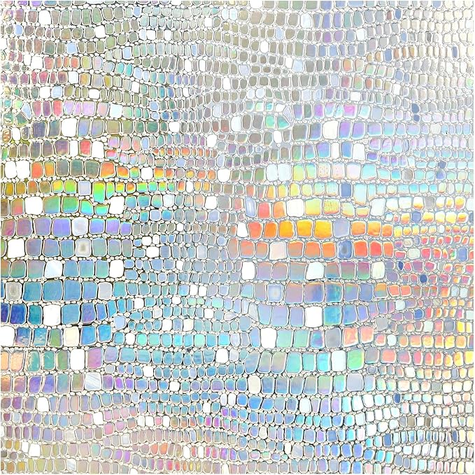 rabbitgoo Window Privacy Film Decorative Rainbow Cling, 23.6" x 157.4" | 3D Stained Glass Window Sticker, Anti-UV Sun Blocking Heat Control, Static Cling Glass Window Door Covering for Home Office