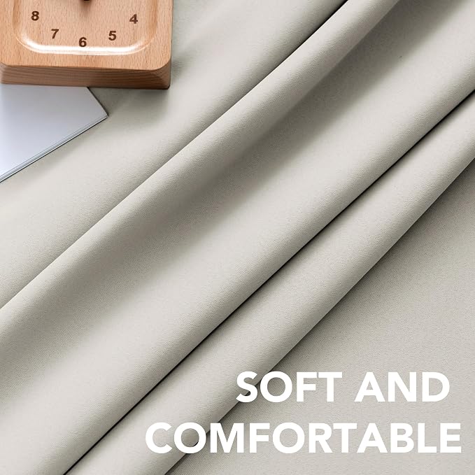 H.VERSAILTEX Back Tab Curtains 90 Inch Long for Living Room, Rod Pocket Room Darkening Thermal Insulated Blackout Curtains, 52 x 90 Inch, Ivory/Cream, 2 Panels