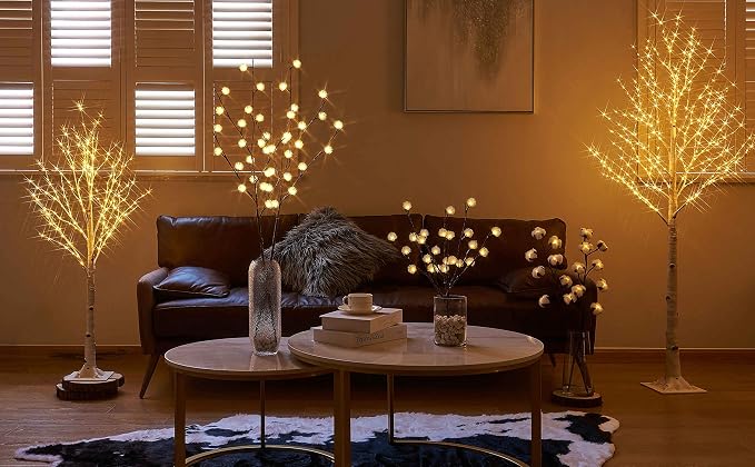 LITBLOOM Lighted Birch Twig Tree with Fairy Lights 4FT 200 LED Lights for Indoor Outdoor Home Christmas Holiday Decoration