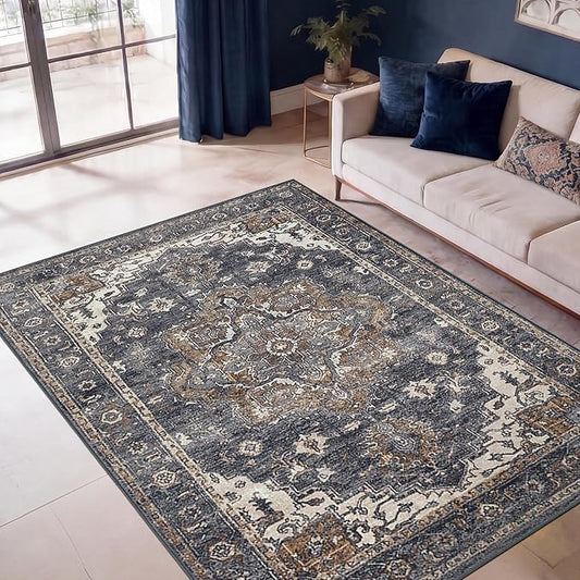 Keen Home Design 3x5 Rug - Machine Washable Entry Rug with Non-Slip Backing, Ideal for Enteryway, Kitchen, Bathroom, Laundry Room - Vintage, Easy Clean, Durable, Low Pile Rug - (3' x 5')