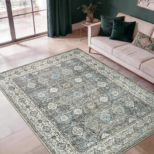 Keen Home Design 36"x60" Rug - Machine Washable Entry Rug with Non-Slip Backing, Ideal for Enteryway, Kitchen, Bathroom, Laundry Room - Vintage, Easy Clean, Durable, Low Pile - (3' x 5')