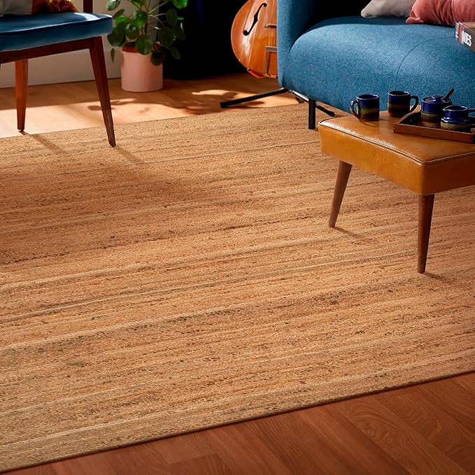 Hausattire Hand Woven Jute Braided Rug, 5'x8' – Natural, Reversible Boho Entry Area Rugs for Kitchen, Living Room I Farmhouse Indoor Outdoor Decorative Floor Rug, 60x96 Inches
