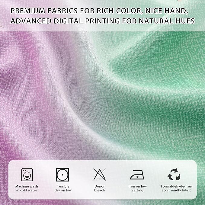 XiDi Green Purple Blue 90 Inches Curtains for Girls Bedroom 2 Panels Set, Blackout Rainbow Curtains for Kids Room Decor, Unicorn Wall Decals Drapes for Little Girl Nursery Room 34 Inches Wide