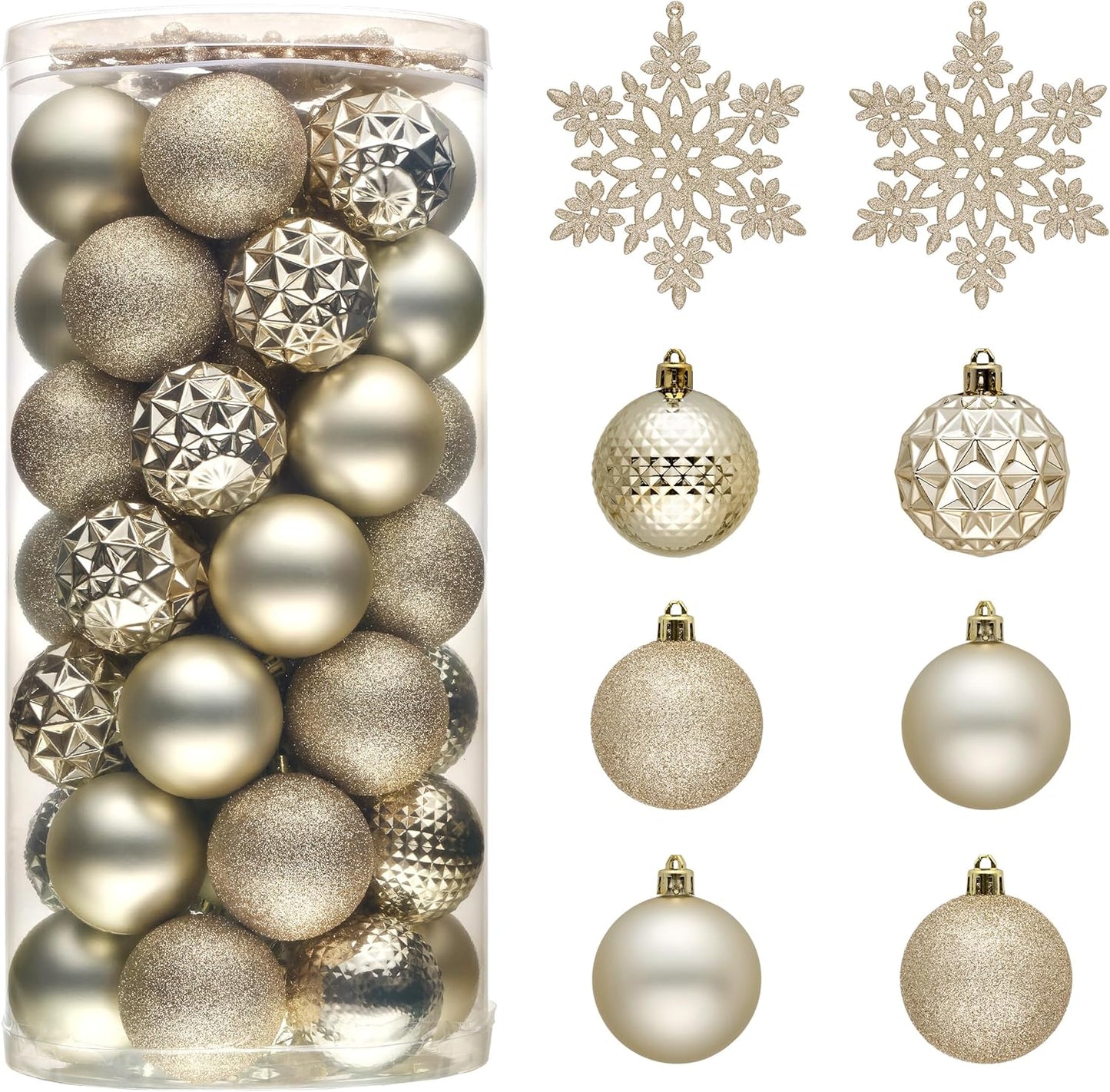 Valery Madelyn Christmas Tree Decorations Ornament Set for Fall Halloween, 50ct 2.36 Inches Champagne Shatterproof Christmas Ball Ornaments Hanging Xmas Holiday Party Decor