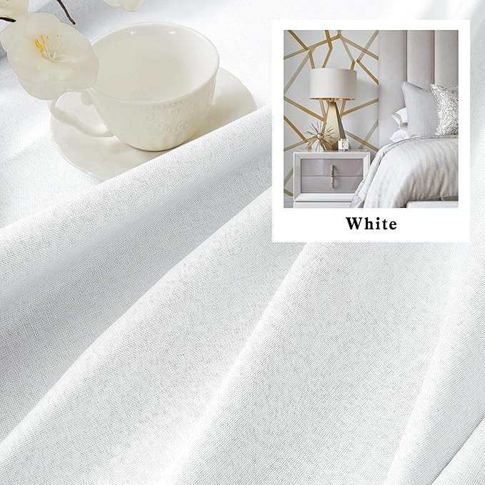 DUALIFE 100% Linen Blackout Curtains for Ceiling Track System Back Tab, Loop Pocket Curtains 84 Inch Wide Pinch Pleated Drapes for Patio Sliding Glass Door, Greyish White,W84x L96, 2 Panels