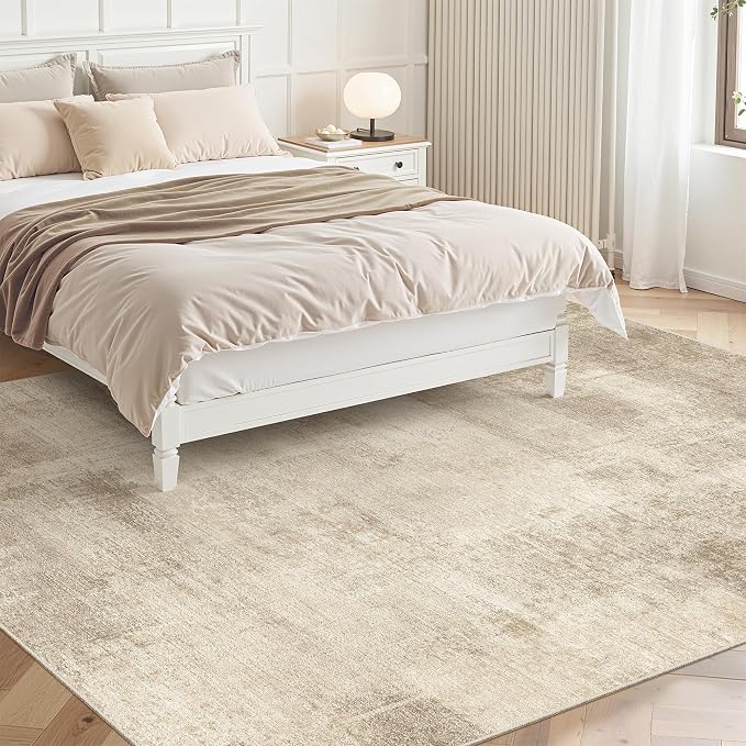 zesthome 7x9 Area Rugs for Living Room, Abstract Machine Washable Rug, Neutral Modern Soft Bedroom Rugs, Dining Room, Nursery, Non Slip Kitchen Carpet, Non-Shedding Indoor Home Office Rug
