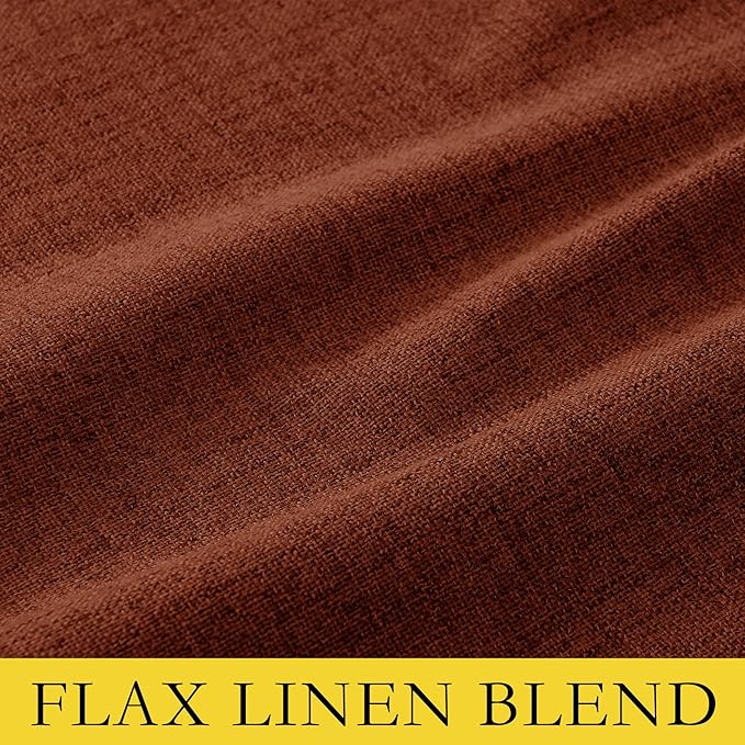 NICETOWN 100% Absolutely Blackout Linen Curtains with Thermal Insulated Liner, 52" Wide, 2 Panels, 108" Long Drapes, Grommet Retro Burnt Orange Linen Curtains Vertical Drapes Privacy for Bedroom