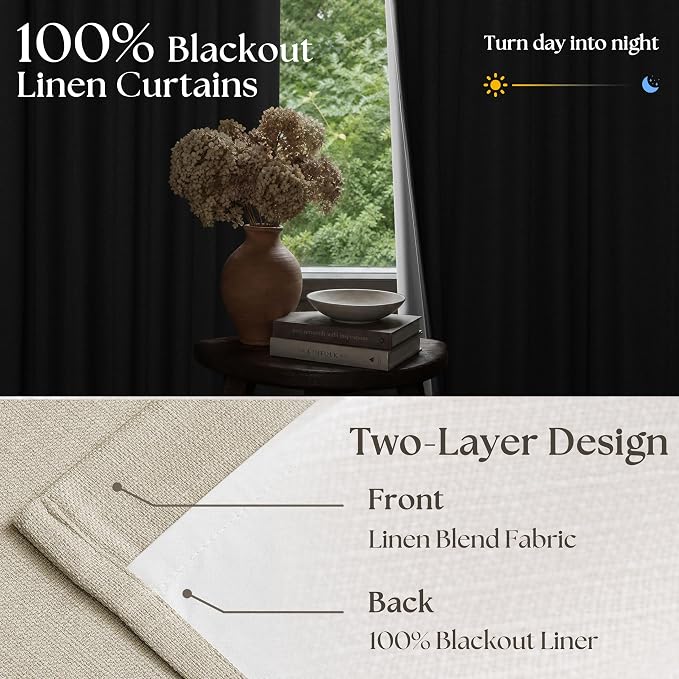 70 Inch Extra Wide 100% Blackout Curtain 84 Inches Long for Living Room Pinch Pleated Thick Linen Oatmeal Beige Thermal Drapes Back Tab Room Darkening Black Out for Bedroom Large Window 70x84 1 Panel