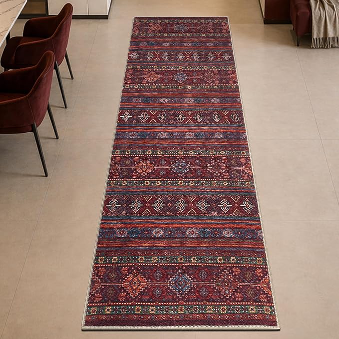 Keen Home Design 30"x120" Rug - Machine Washable Runner with Non-Slip Backing, Ideal for Hallway, Entryway, Kitchen, Laundry Room - Vintage, Easy Clean, Durable, Low Pile Rug - (2'6" x 10')