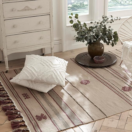 Fab Habitat Machine Washable Area Rug - Hand Woven, Stain Resistant, Pet Friendly - Premium Recycled Polyester Yarn - Aztec - Kitchen, Bathroom - Dakota - Multi - 2 x 3 ft
