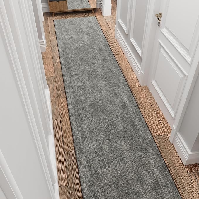 Ottomanson Hallway Runner Rug 2'7" x 14' – Soft Non-Slip Rug, Low Pile Carpet for Entryway, Kitchen & Long Hallways in Apartments and Homes, Solid Brown