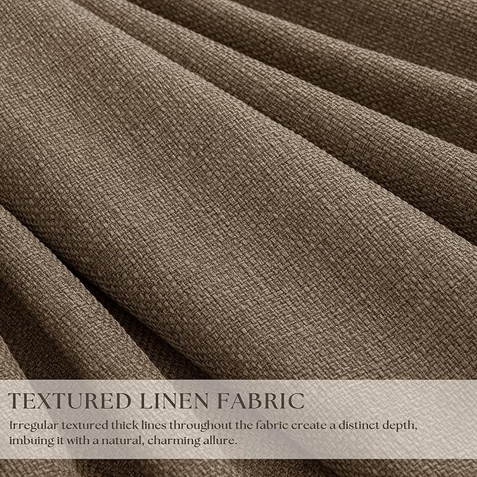 Latte 96 Inch Pinch Pleated Blackout Linen Curtains for Bedroom Living Room 2 Panels Set Memory Trained 100% Black Out Soundproof Room Darkening Window Curtains Double Layer Pinch Pleat Drapes