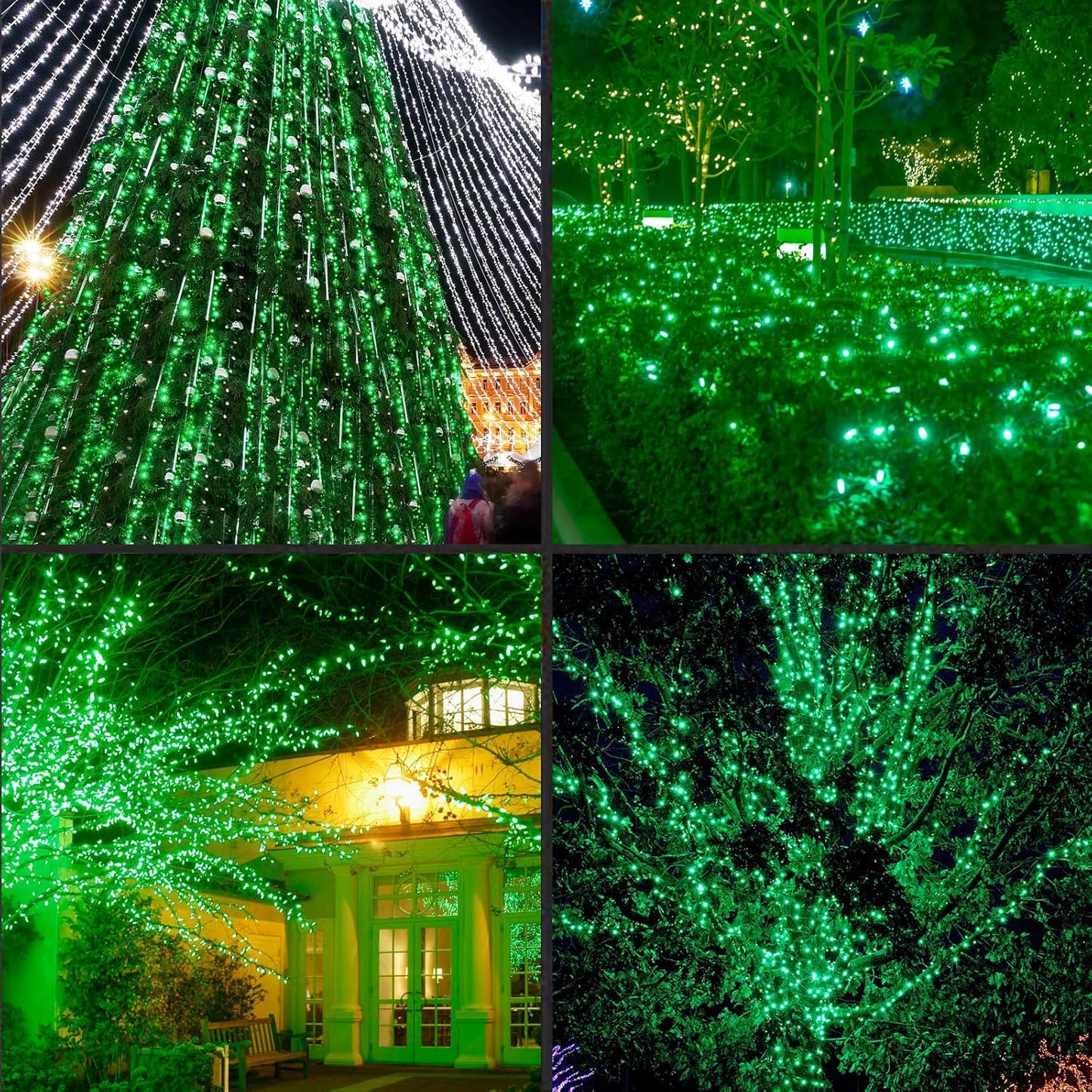200LED (4pk of 50L) String Lights, LED Christmas Lights, 6" SPACING,Green Wire,Green