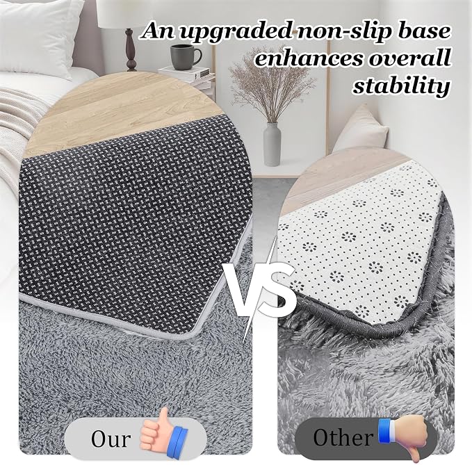 6x9 Area Rugs for Living Room Bedroom: Ultra Soft Fluffy Shag Rug Upgrade Non-Slip Non-Shedding Large Fuzzy Plush Carpet Indoor Floor Carpets for Kids Room Playroom Nursery Dorms Home Decor Light Gray