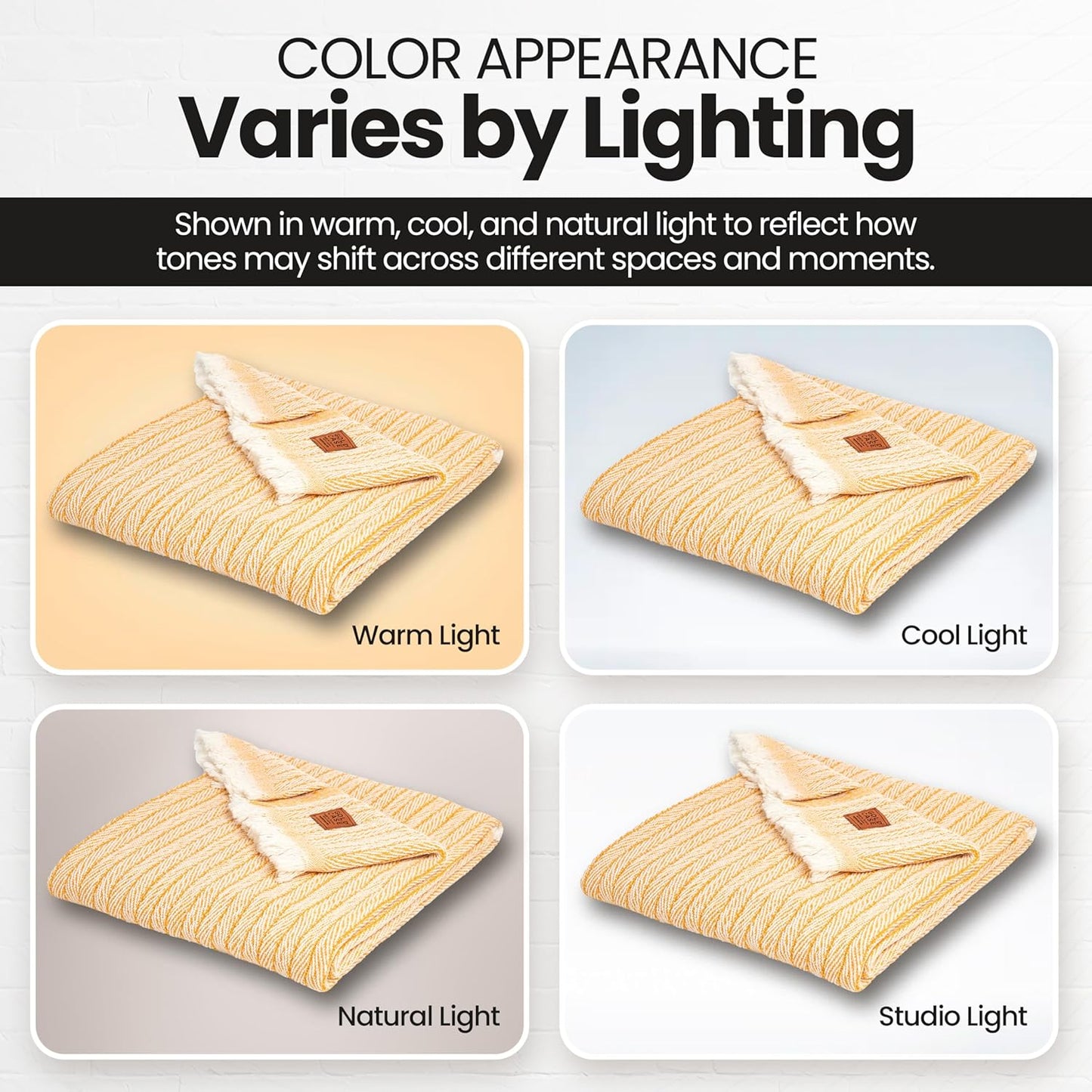 Gold Case Throw Blanket for Couch – 100% Recycled Turkish Cotton Blankets & Throws – Elegant Decorative Throw Blankets for Living Room Sofa – Woven Throws for Couch – Vintage Mustard – 50x60