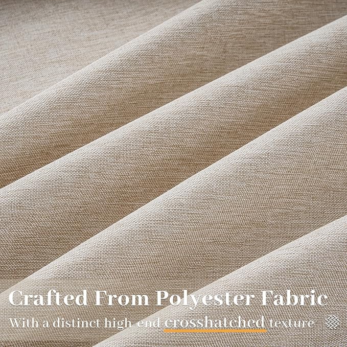 102 Inch Long Curtains Pinch Pleat Linen Curtains for Living Room 2 Panels Set,Beige Light Filtering Farmhouse Boho 102 Inch Pleated Semi Sheer Curtain with Hooks Floor Ceiling Bedroom Window