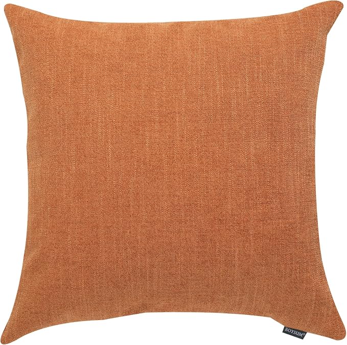 Set of 2 Leather Throw Pillow Covers Cotton Linen Decor Patchwork Pillow Cover Faux Leather Pillows Cover for Couch Sofa Living Room Bedroom,Orange 16"x16"