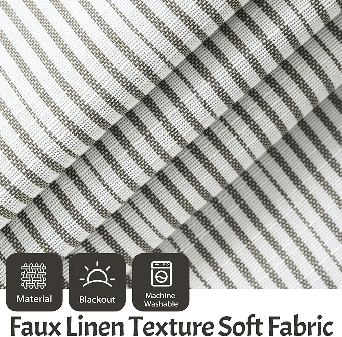 DriftAway Blackout Linen Ticking Striped Curtain Valance 18 Inches Black | Double Layer Farmhouse Country Rustic Stripe Yarn Dyed Woven Thermal Insulated Rod Pocket Valance for Living Room