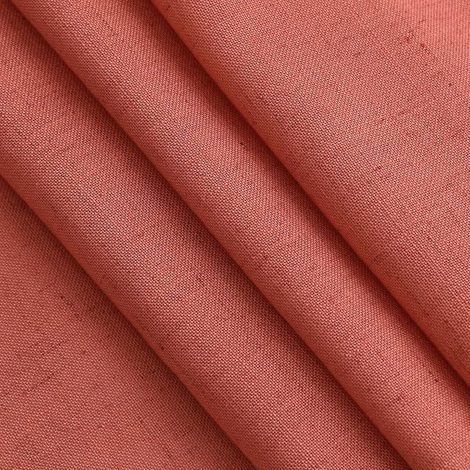 Coral Linen 96 Inch Length Curtains Panels 2 Panel Set Back Tab Rod Pocket Textured Sheer Light Filtering Boho Aesthetic Room Decor Burlap Drapes for Bedroom and Living Room Curtain 8Ft 52x96 Inch
