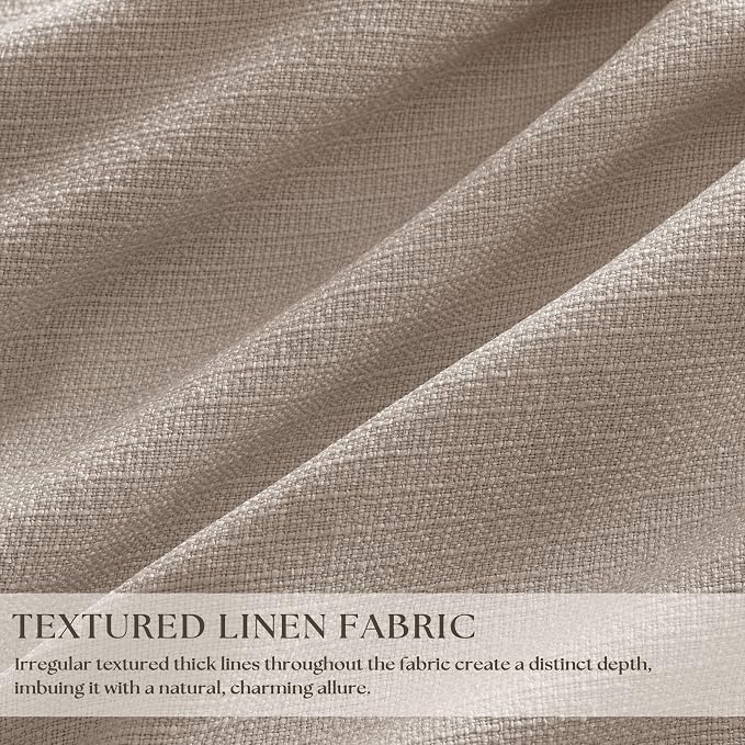 TWODRAPES 92 Inch Long Pinch Pleated Blackout Curtains for Bedroom Living Room Linen Blend 100% Blackout Sliding Door Curtains, Cozy Modern Privacy Protection Curtains 92 Inches Burlywood Birch
