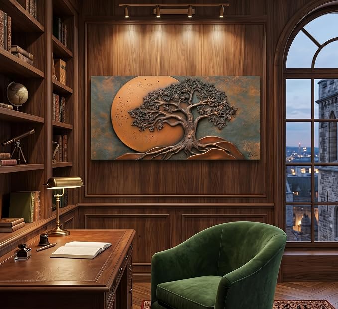 Large Tree of Life Canvas Wall Art Nature Abstract Big Tree Painting Picture Wall Decor moon Botanical Poster Print Artwork for Living Room Bedroom Office Hotel Pictures