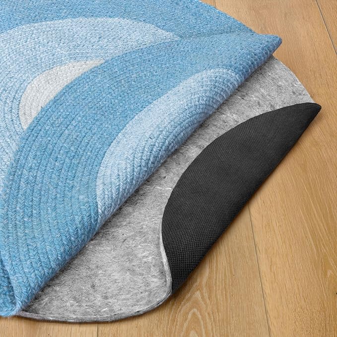 RUGPADUSA - Dual Surface - 5' Round - 1/4" Thick - Felt + Rubber - Non-Slip Backing Rug Pad - Safe for All Floors