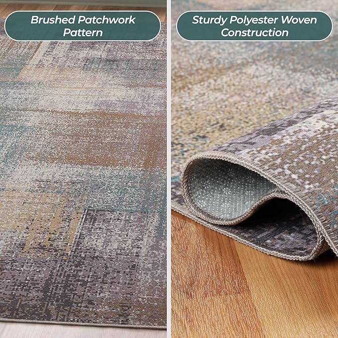 Superior Modern Abstract Washable Rug, Non-Skid Backing, Pet & Kid Friendly, Easy Care, Non-Slip Rugs for Entry, Living Room, Kitchen, Bedroom, Low Pile Area Rug, Ara Collection, 3' x 5', Taupe