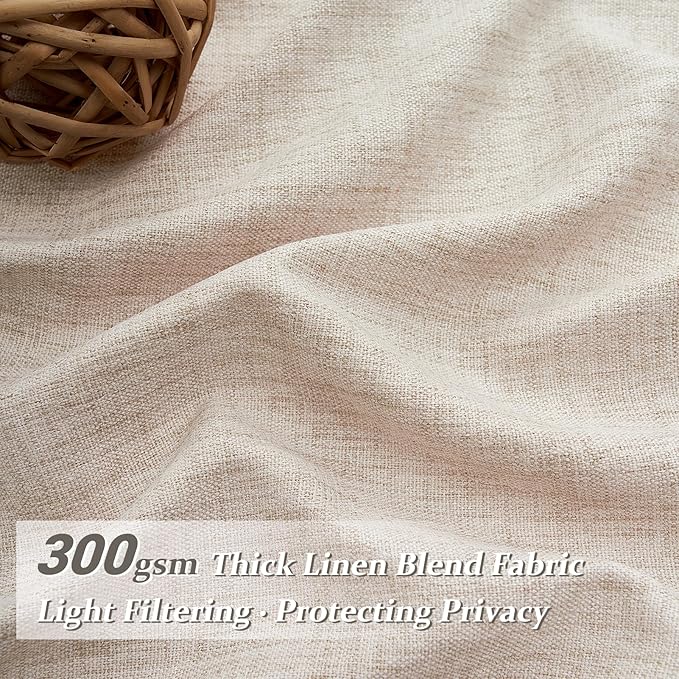 PleatedDrapes Custom Curtains for Living Room 2 Pages, Linen Curtains 102 Inches Long for 100-103 Inch Large Windows Light Filtering Formal Pinch Pleated Flowy Sheer Lightweight Sand Beige W40 xL102