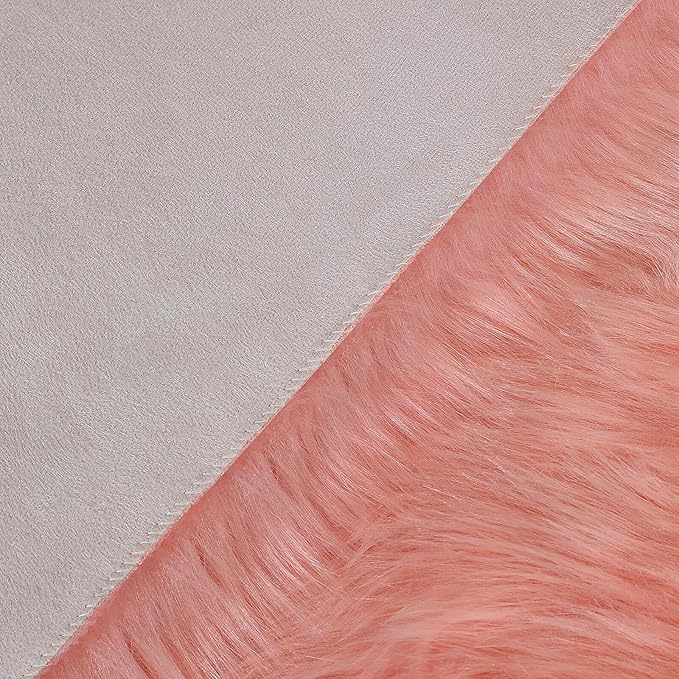 linmopm Faux Fur Rug Sheepskin Shag Fluffy Fuzzy Pink 2x6 ft Runner Rugs for Bedroom Bedside Bed Floor Living Room Plush High-Density Cushion Carpet Super Sofa Cover
