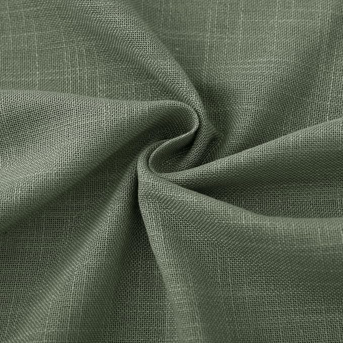 Linen Blend Olive Green Curtains 86 inch Length 2 Panels for Bedroom Back Tab Light Filtering Semi Sheer Drapes Linen Cotton Textured Loden Green Airy Modern Farmhouse Living Room Sage Aesthetic Decor
