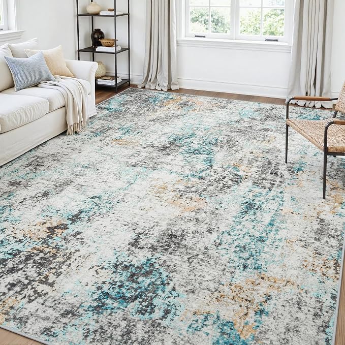 Area Rugs 6x9 Living Room: Large Soft Washable Rug Modern Abstract Anti-Skid Non-Shedding Carpet Indoor Floor Thin Carpets for Bedroom Dining Room Farmhouse Nursery Home Office Multi