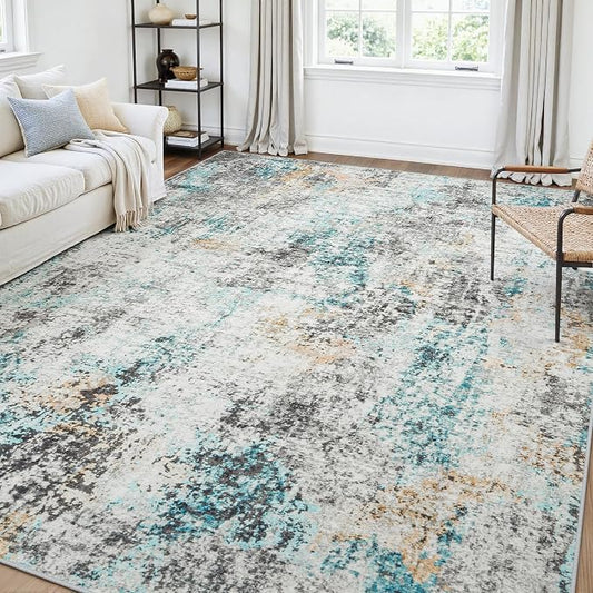 Area Rugs 5x7 Living Room: Large Soft Washable Rug Modern Abstract Anti-Skid Non-Shedding Carpet Indoor Floor Thin Carpets for Bedroom Dining Room Farmhouse Nursery Home Office Multi