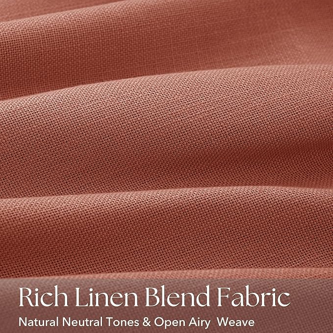 Terracotta Pinch Pleated Linen Curtains 90 Inch Length 2 Panels for Living Room Bedroom Textured Semi Sheer Drapes Pinch Pleat Rings Window Curtain 40x90