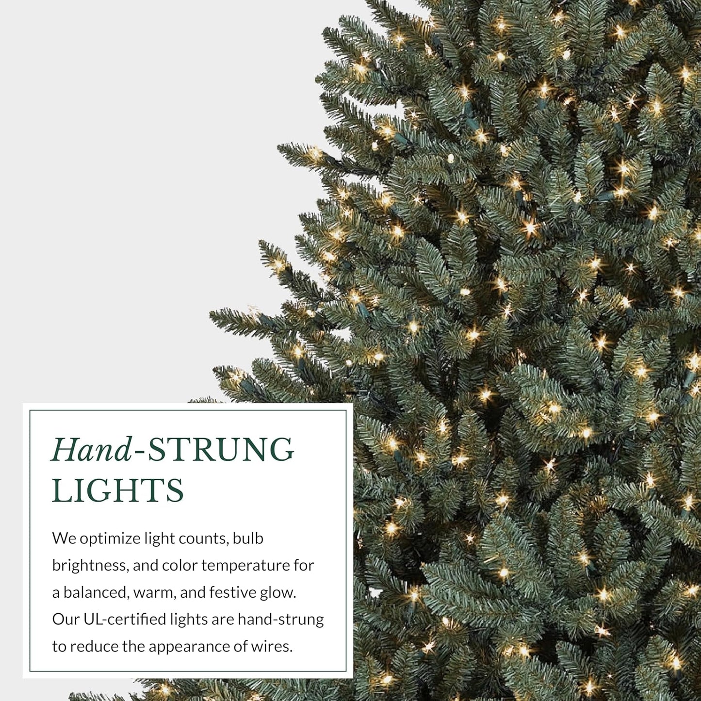 Balsam Hill 7.5ft Pre-Lit Classic Blue Spruce - Artificial Christmas Tree with 1000 Clear Incandescent Lights, Easy Plug Technology, Premium Stand & Storage Bag for Indoor Holiday Decorating