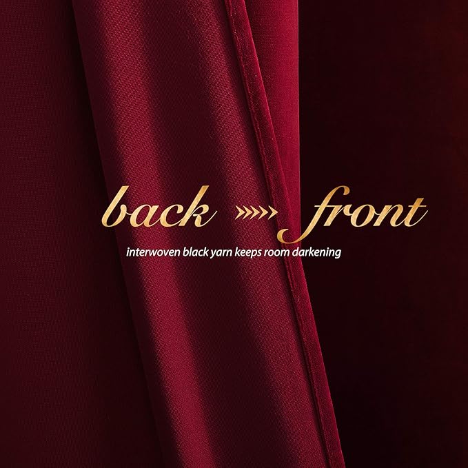 NICETOWN Christmas Red Velvet Curtains and Drapes for Bedroom, Home Decor Panels for Home Theatre/Film Room/Stage (Set of 2, Rod Pocket Design, 72 inches Long)