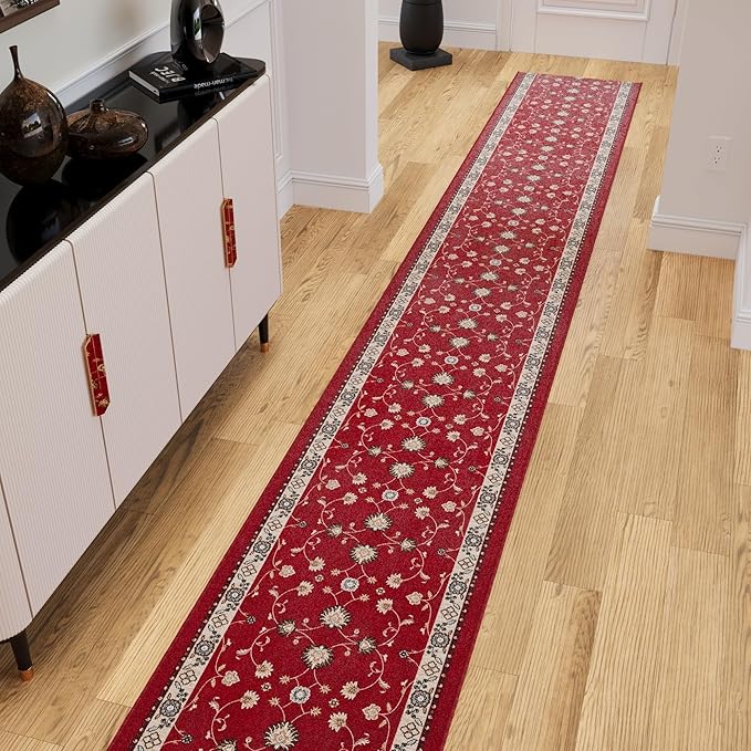 Ottomanson Mud Mat 2'7" x 4' Indoor Door Mat – Machine Washable Soft Non-Slip Rug, Quick Dry Low Pile Carpet for Kitchen, Bathroom & Entryway, Mahal Red