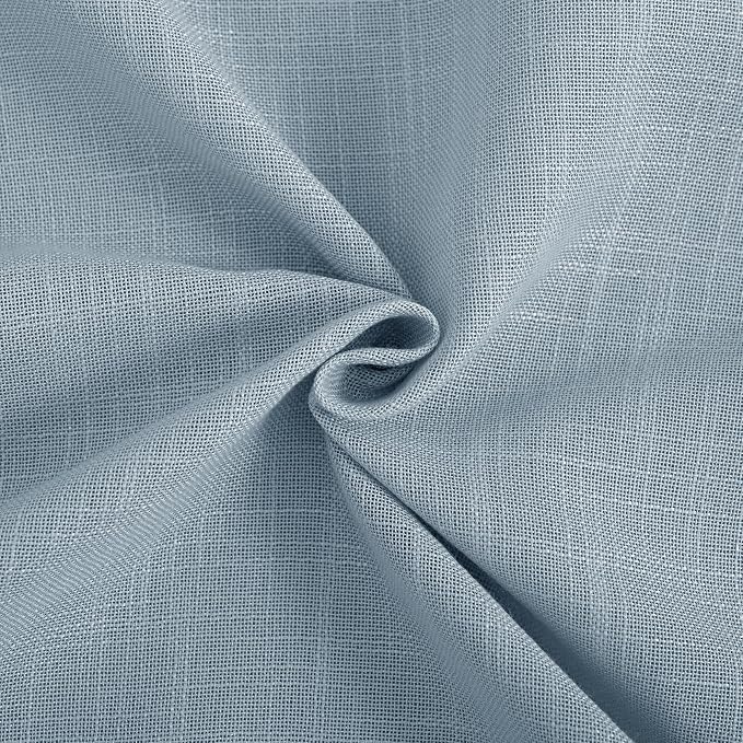 Stone Blue Curtains for Living Room Back Tab Modern Farmhouse Semi Sheer Blue Curtains 45 inches Long 2 Panels Set Muted Neutral Window Curtain for Dining Room Bedroom 52x45