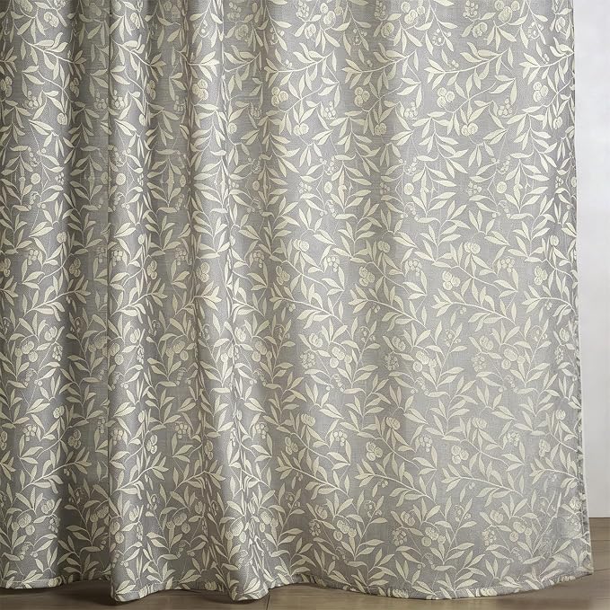 RoomTalks Taupe Khaki Floral Living Room Curtain Privacy Faux Linen Fabric, Vintage Boho Farmhouse Country Aesthetic 96 Inches Window Curtains for Bedroom Dorm Nursery, Elegant Cottagecore Panels