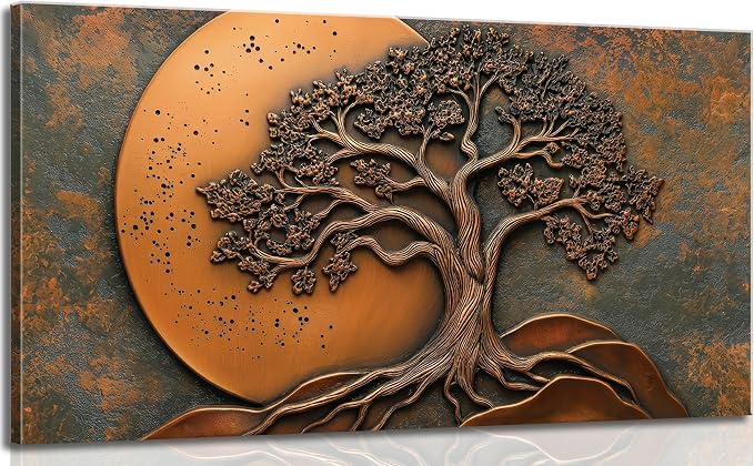 Large Tree of Life Canvas Wall Art Nature Abstract Big Tree Painting Picture Wall Decor moon Botanical Poster Print Artwork for Living Room Bedroom Office Hotel Pictures