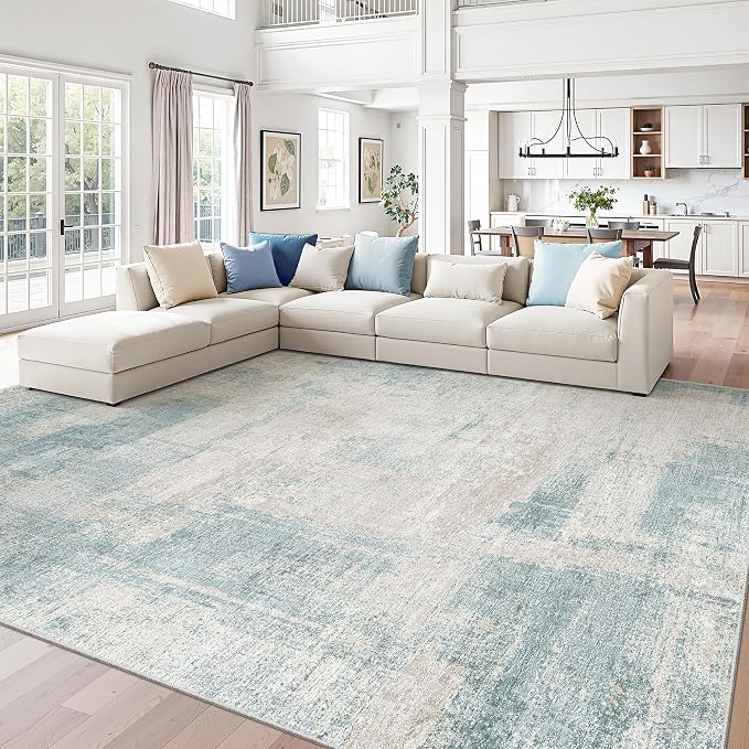 zesthome 9x12 Area Rugs for Living Room, Non-Slip Backing Washable Rug, Modern Abstract Area Rug, Stain Resistant Rugs for Bedroom, Ultra-Thin Large Area Rugs, Area Rug 9x12