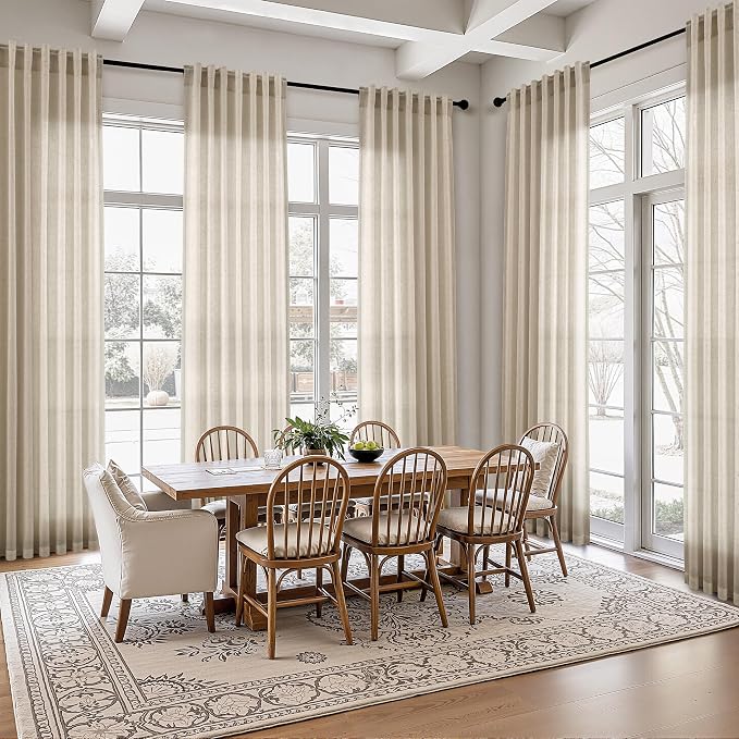 Aersas Taupe Burlywood Linen Curtains 84 Inches Length for Living Room Flax Texture Wave Fabric Semi Sheer with Rod Pocket Back Tab for Bedroom Balcony Light Filtering Neutral Home Decor 52x84