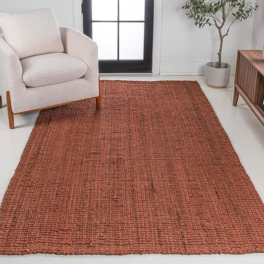 JONATHAN Y Pata Hand Woven Chunky Jute Terracotta Indoor Area Rug, 8x10, Bohemian, Rustic, Cottage, Easy-Cleaning for Living Room, Bedroom, Kitchen, Non-Shedding (NRF102F-8)