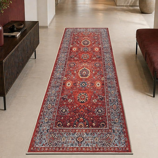 Keen Home Design 30"x84" Rug - Machine Washable Runner Rug with Non-Slip Backing, Ideal for Hallway, Entryway, Kitchen, Laundry Room - Vintage, Easy Clean, Durable, Low Pile Rug - (2'6" x 7')