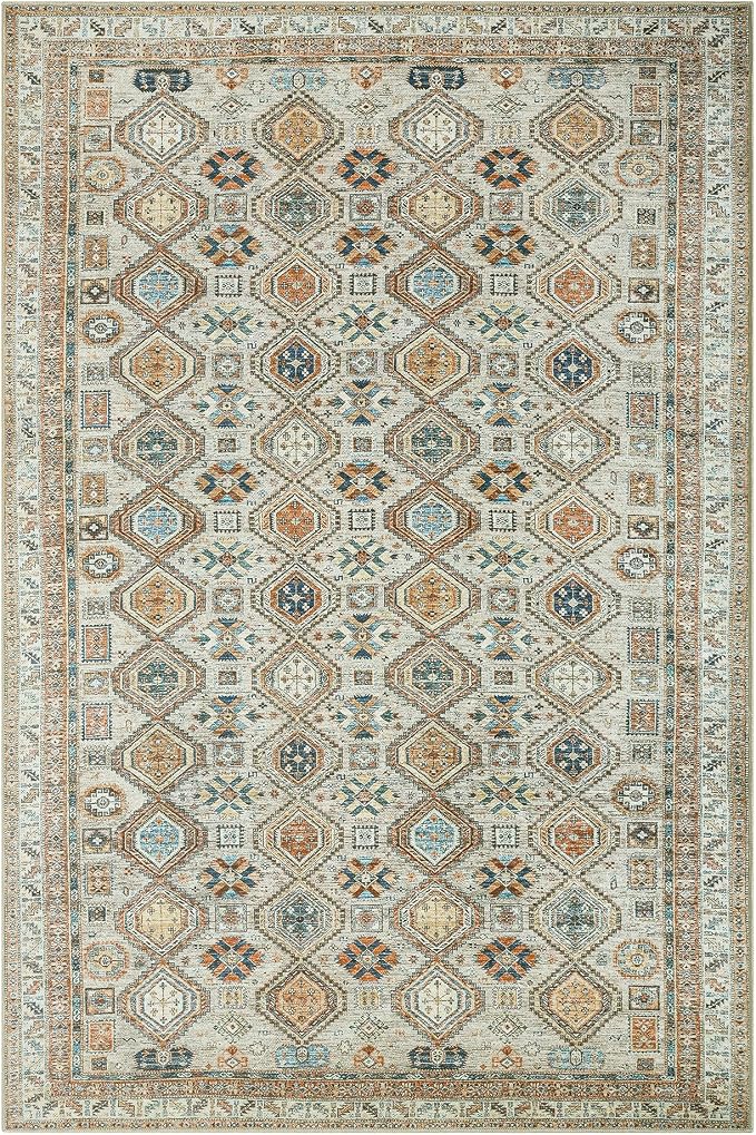Keen Home Design 9x12 Rug - Machine Washable Area Rug with Non-Slip Backing, Ideal for Living Room, Dining Room, Bedroom - Vintage, Easy Clean, Durable, Low Pile Rug - (9' x 12')