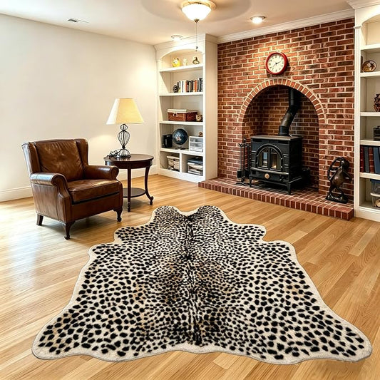 Oversized Cheetah Print Rug, Leopard Area Rug 6.2x8.2 Feet Faux Animal Print Skin Cheetah Rug for Living Room Bedroom Home Office Animal Fur Hide Mats Multicolor