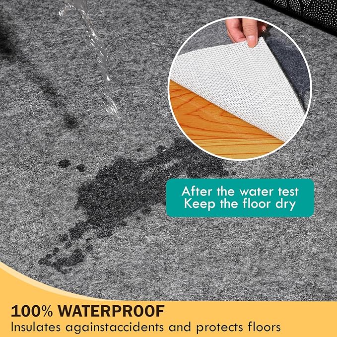 Waterproof Rug Pad 5x8 Ft, 1/8" Thick Under Area Carpet Padding, Non Slip Felt Rug Pads for Hardwood Floors, Protective Underlay Keeps Rugs in Place Without Wrinkles